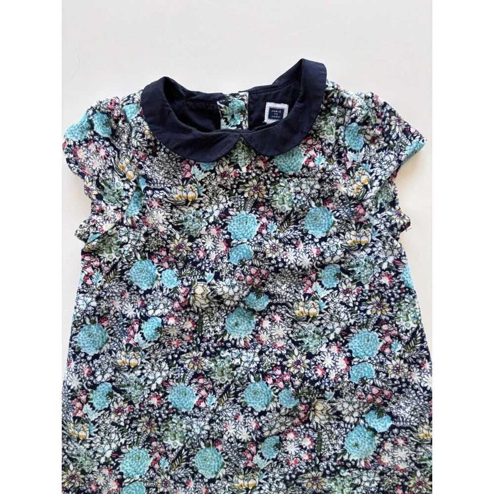 Janie & Jack Baby Girls Size 18-24 Months Floral Corduroy Shift Dress Preppy